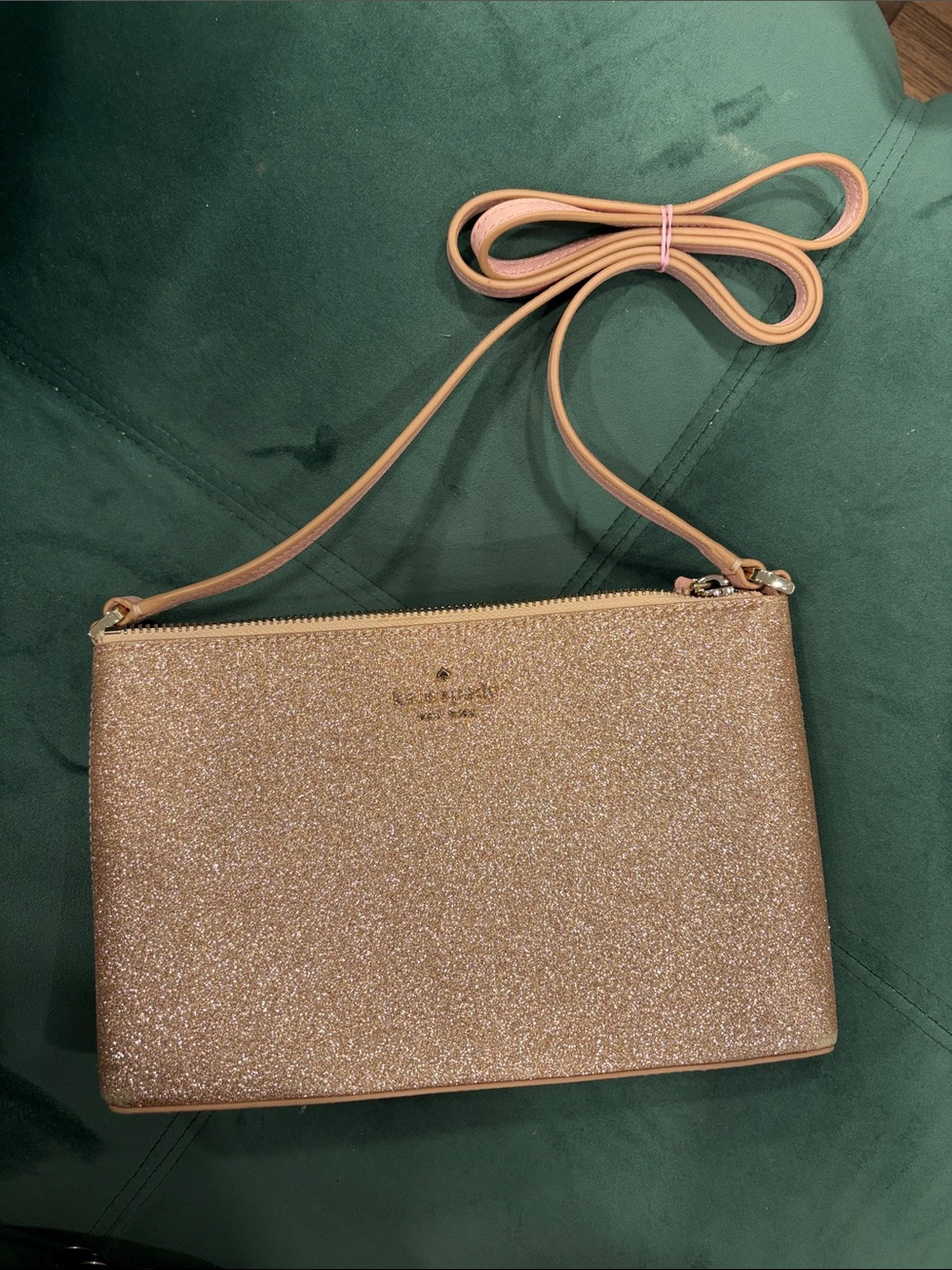 kate spade glittery rose gold crossbody bag